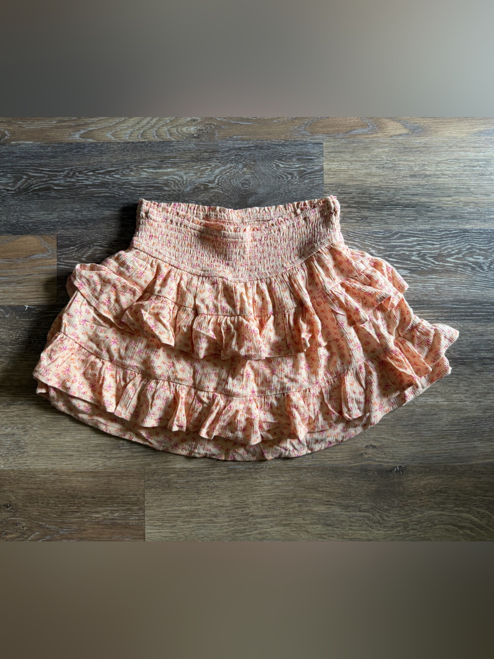 Aeropostale Peach Floral Smocked Waist Mini Skort